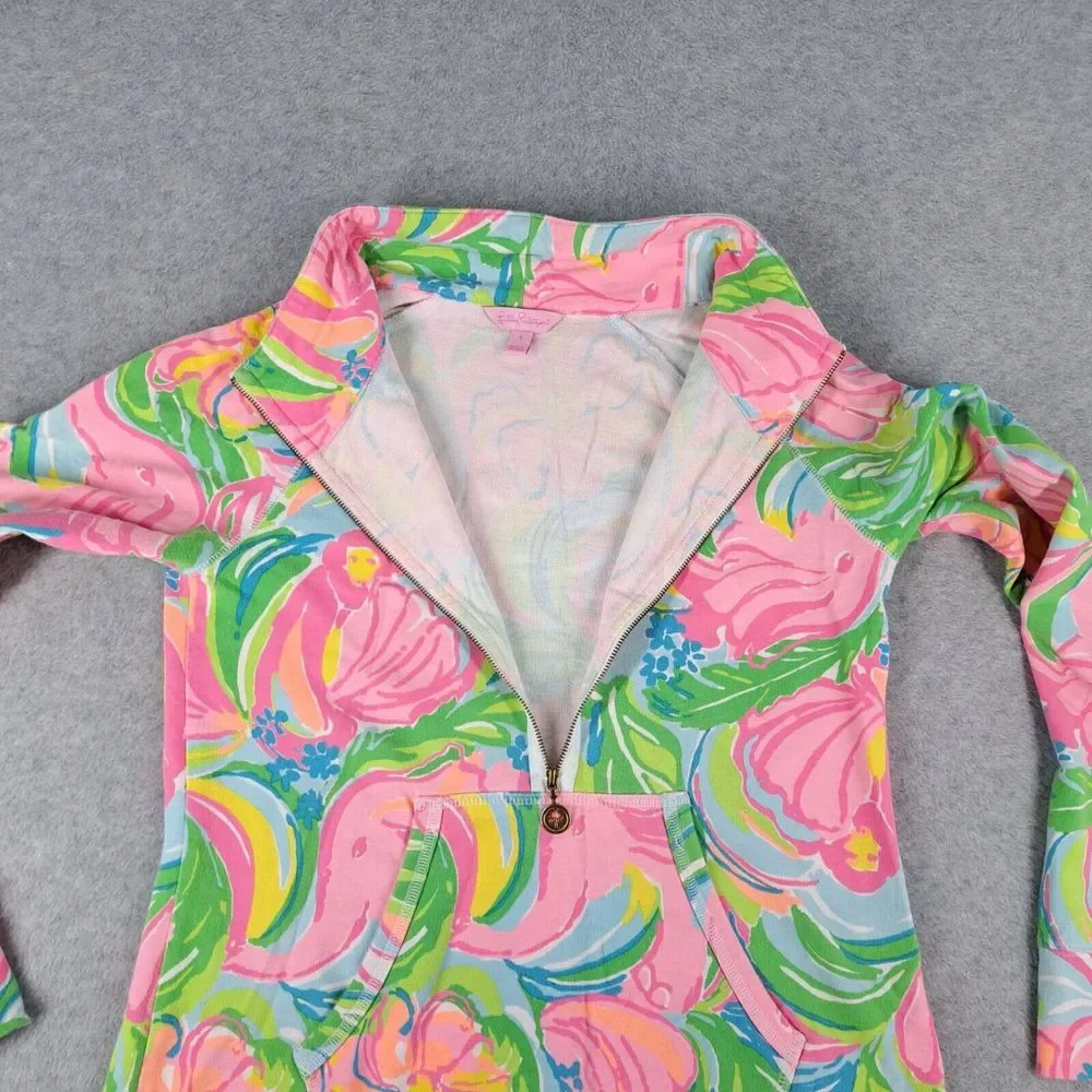 Lilly Pulitzer Skipper Popover Coat Jacket Women Small 1/2 Zip Floral - Picture 8 of 12